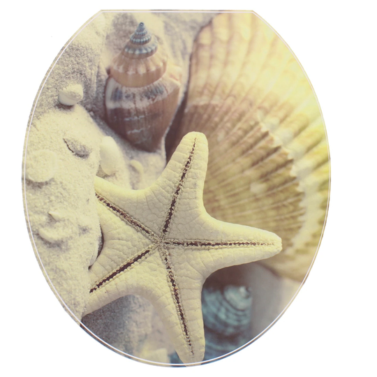 Bathroom PVC Starfish Pattern Removable Toilet Lid Sticker - multi color - 37*32cm