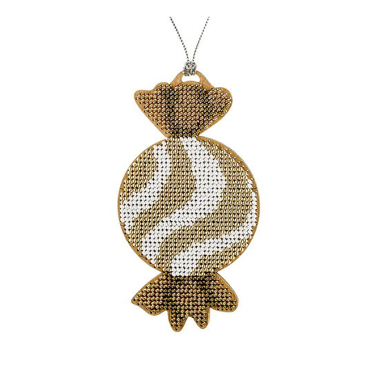 Diy Xmas Candy Ornament, Christmas Bead Embroidery Blank Wood Set, Beading Pattern, Adult Craft Kit, Needlework Art, Mother Gift, Home Decor