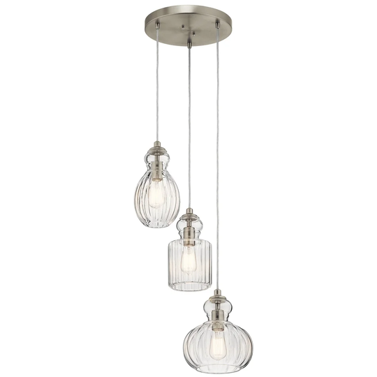 Kichler Lighting Riviera Collection 3-light Brushed Nickel Pendant