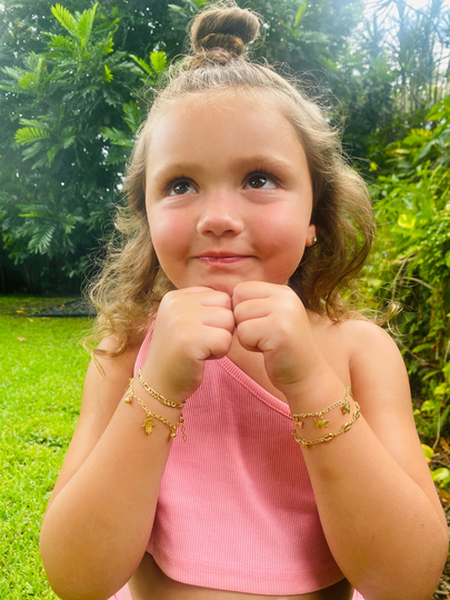 18K Baby Mariner Puff Bracelet, Dainty Toddler Bracelet, Mommy & Me Matching Jewelry, Boho Jewelry, Mariner Chain For Little Girls