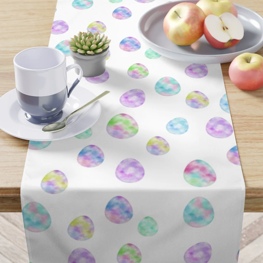 Easter Table Runner, Pastel Decor, Abstract Watercolor Runner