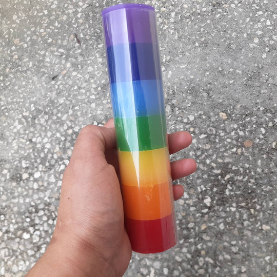7 Seven Chakras Layered Colored Candle Veladora Siete Con Colores Rainbow Chakra Candle
