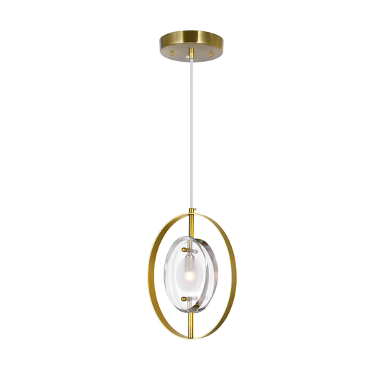 Iris 1 Light Mini Pendant with Brass Finish - 8-in