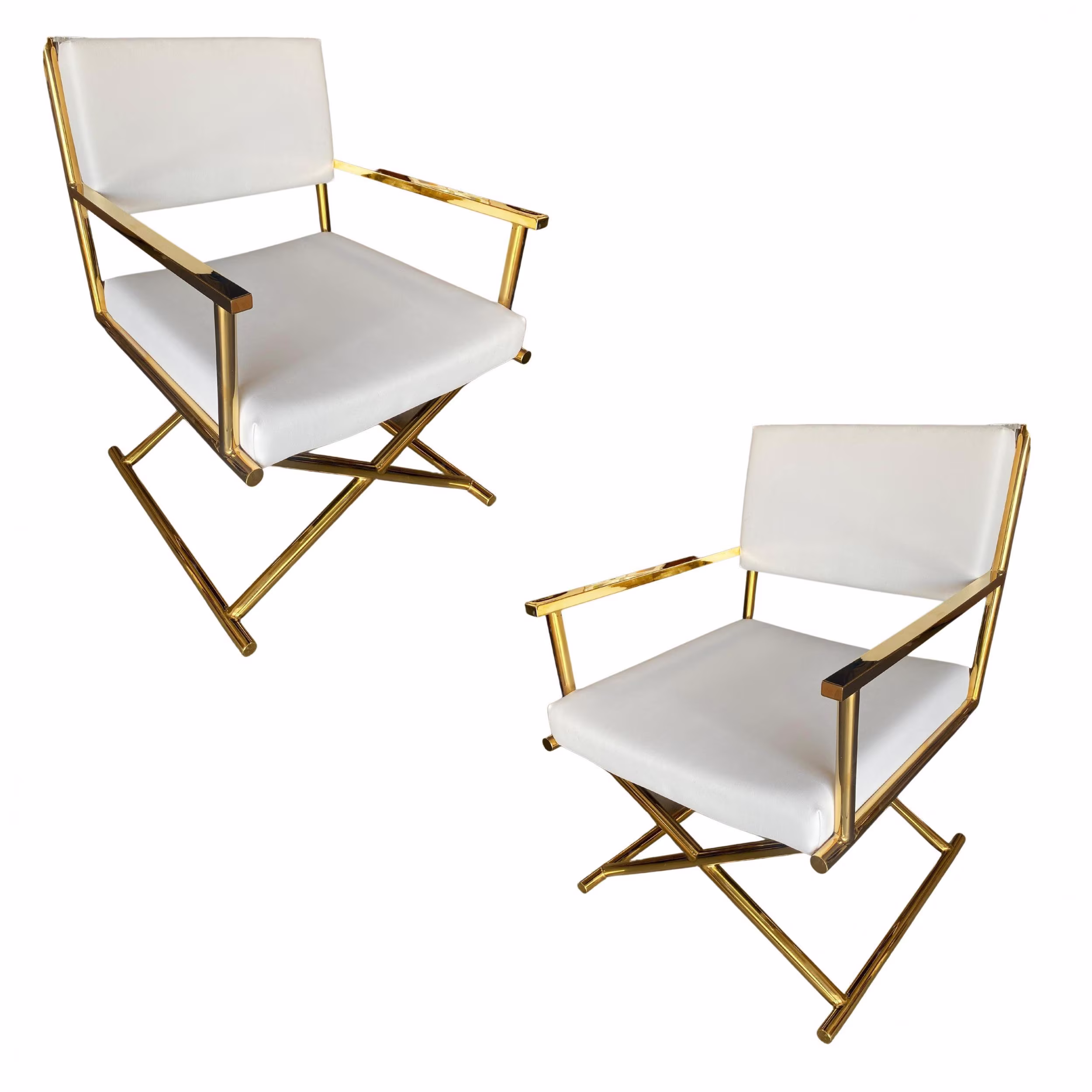 Pair Of Brass "Directors Chair" Chairs in The Style Cleo Baldon