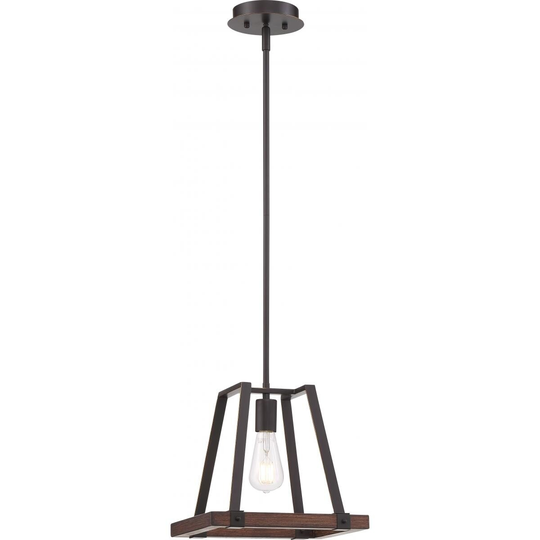 Outrigger 1-Light Mini Pendant Fixture Mahogany Bronze and Nutmeg Wood Finish - N/A