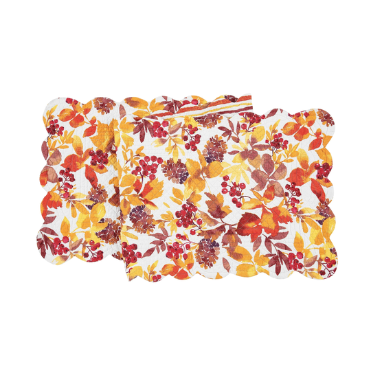 Cordelia Quilted Fall Leaves Watercolor Table Runner