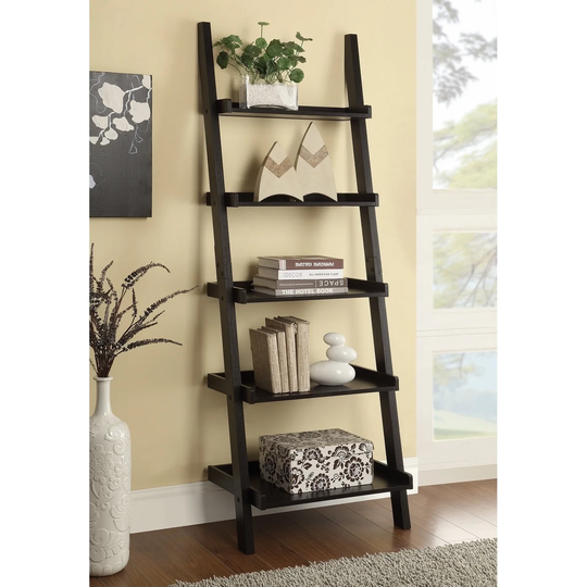 Transitional Cappuccino 5-shelf Bookcase