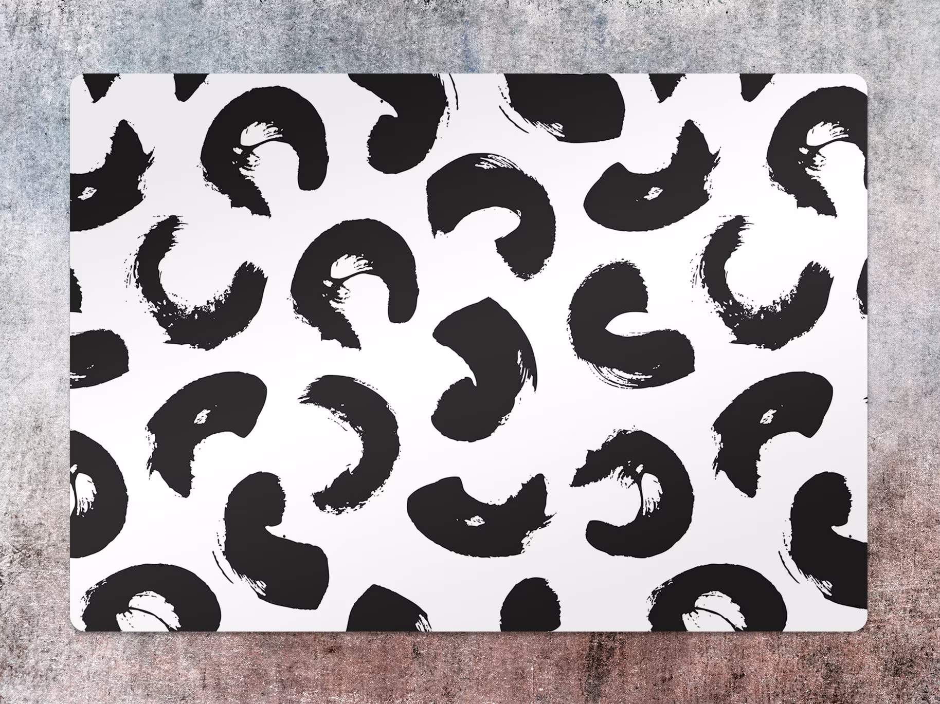 Inbrush Chair Mat, Black Protective White Splat Abstract Vinyl Floor Office Room Rug, Kids Decor