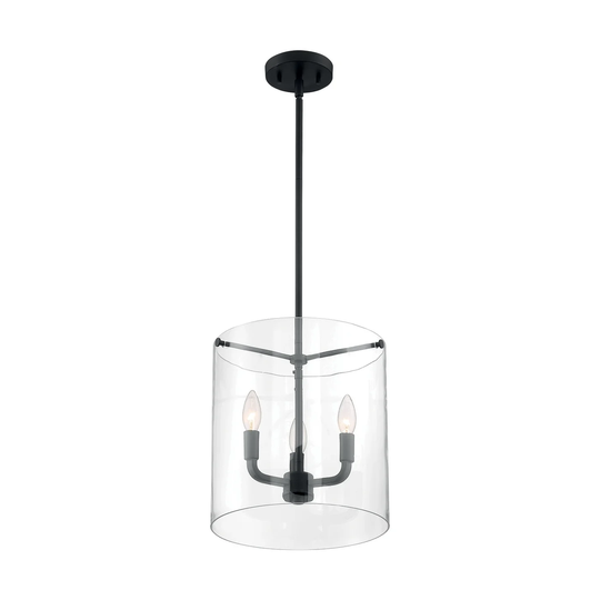 Sommerset 3-Light Pendant Fixture - Matte Black Finish with Clear Glass - Matte Black - Matte Black