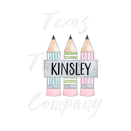 Girls Back To School Pencils Sublimation Heat Transfer, Cotton Tshirt Personalized Shirt For Girls, Ready Press Transfer
