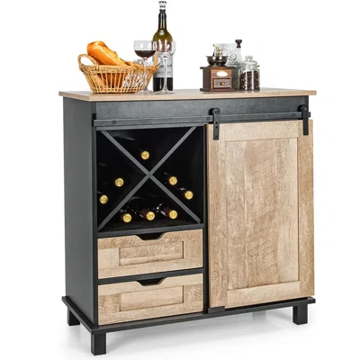 Rustic Buffet Storage Cabinet Sideboard With Sliding Barn Door