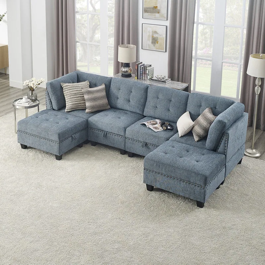 Modular Sofa, Sectional Couch U Shaped Sofa Couch with Storage Ottomans, Modular Sectionals Sofa Couch for Living Room