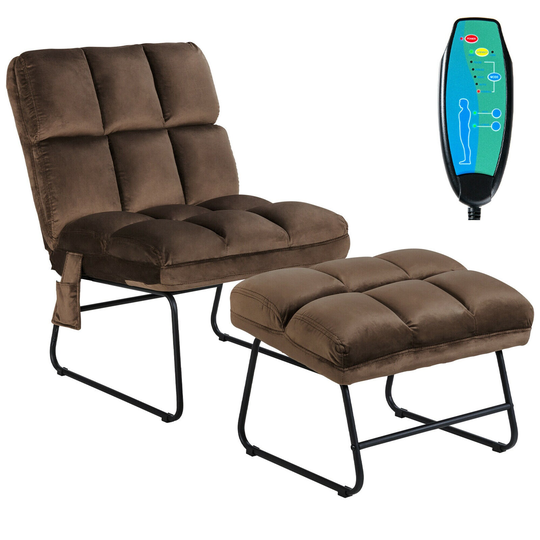 Gymax Massage Chair Velvet Accent Sofa Chair w/ Ottoman & Remote - See Details