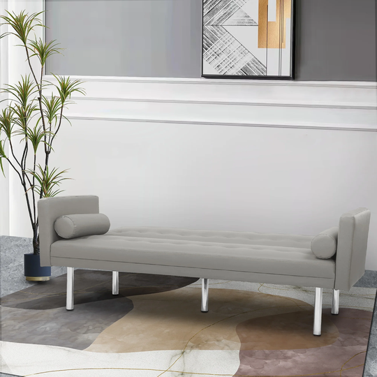68.5' Convertible Folding Futon Sofa Bed, PU Leather Sleeper Sofa Living Room Loveseat