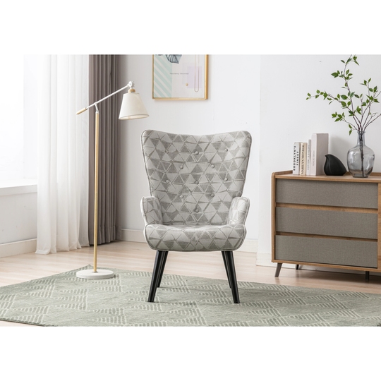 Floral Pattern Arms Accent Chair Arm Chairs Living Room Chair Furniture Polyester Padded Seat with Solid Wood Legs