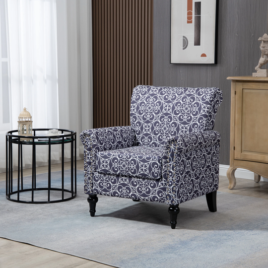 Velvet Armchair w/Tufted Back/Wood Legs, Accent Chair