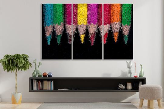 Color Pencils Home Decor Canvas Abstract Modern Wall Art Apartment Decor Office Wall Art Living Room
