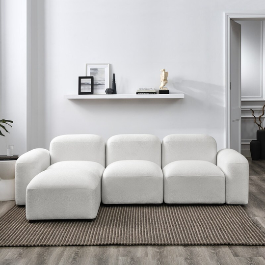 Teddy Fabric Modular L-Shape Sectional Sofa, DIY Combination