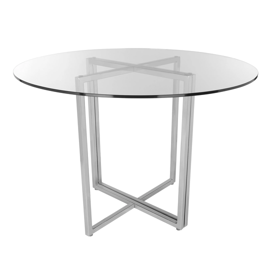 Legend 36" Round Dining Table with Brushed Stainless Steel Base
