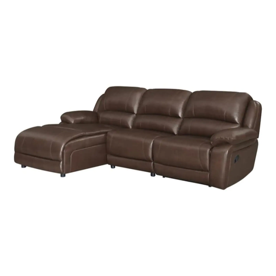 3 Piece Upholstered Reclining Sectional Sofa Set in Chestnut