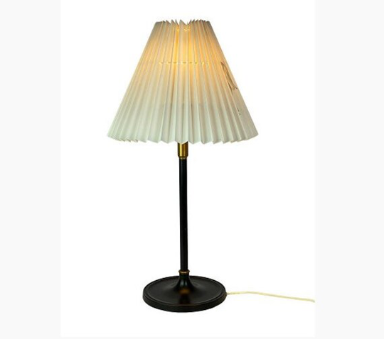 Table Lamp With Frame Of Black Metal & Brass Paper Shade, Danish Design By Le Klint From The 1960S