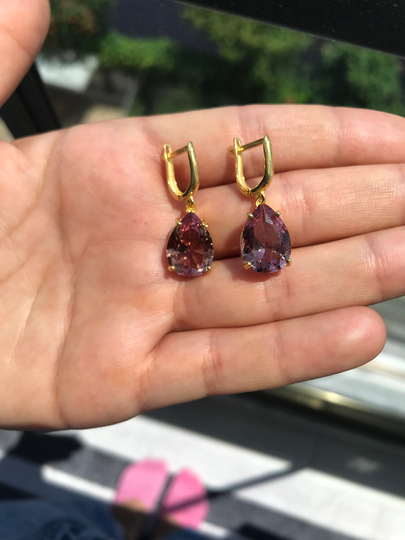 Drop Cut Color Changing Zultanite Earrings, Natural Stone 925 Sterling Silver Turkish Diaspore Jewelry, Gift For Mom