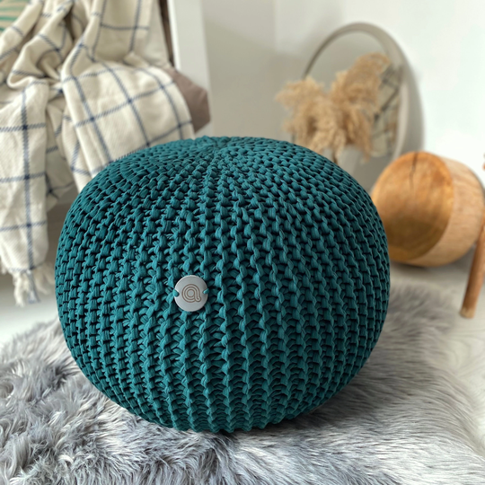 Emerald Green Pouf Chair, Floor Moroccan Pouf, Round Pouf Ottoman, Emerald Decor, Cushion