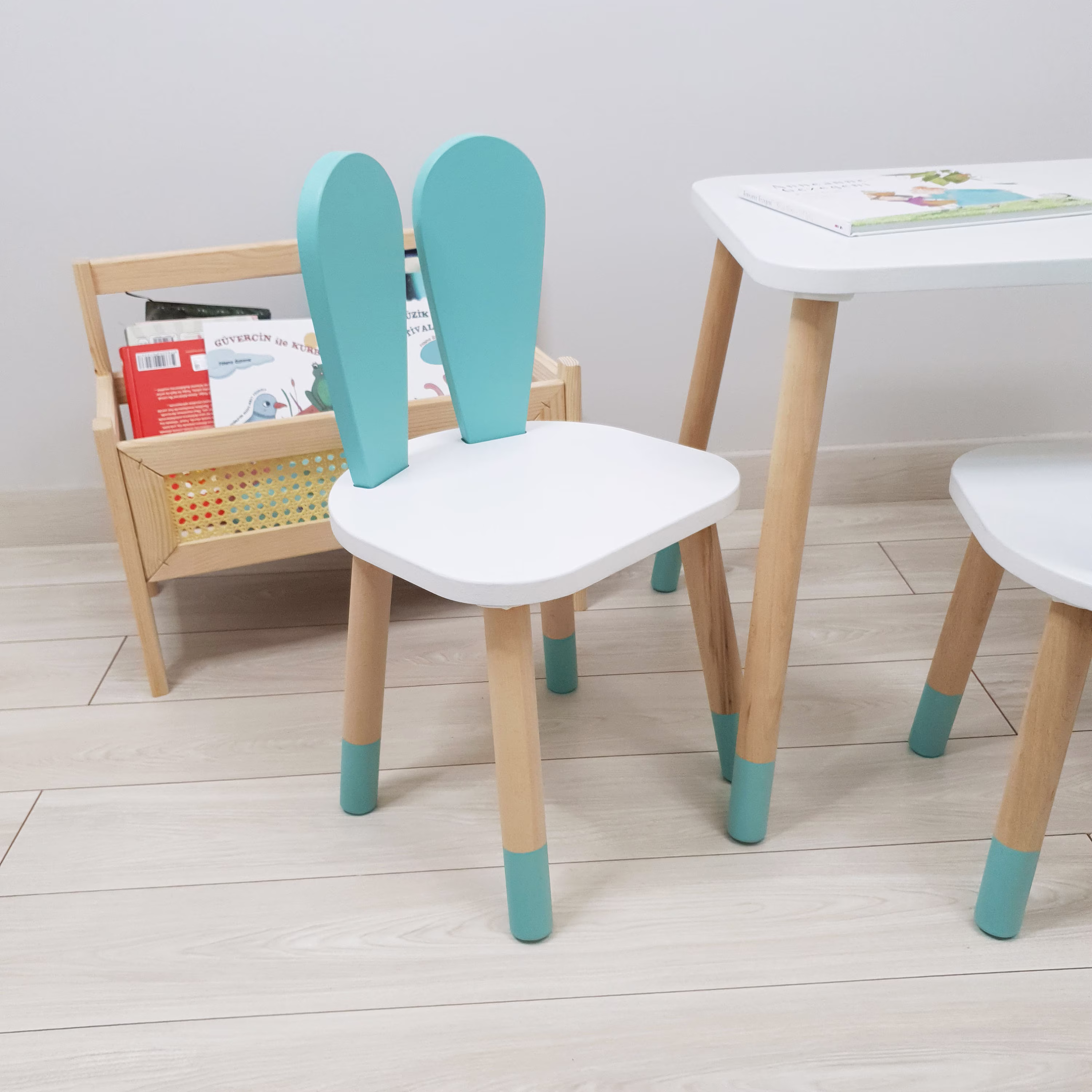 White Rabbit Montessori Furniture, Wooden Kids Table & Chairs Set, Table, Chair, Toddler Gift