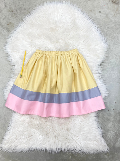 Mustard Yellow Pencil Skirt/Kindergarten First Day Of School Outfits Girls Portraits Pre-K
