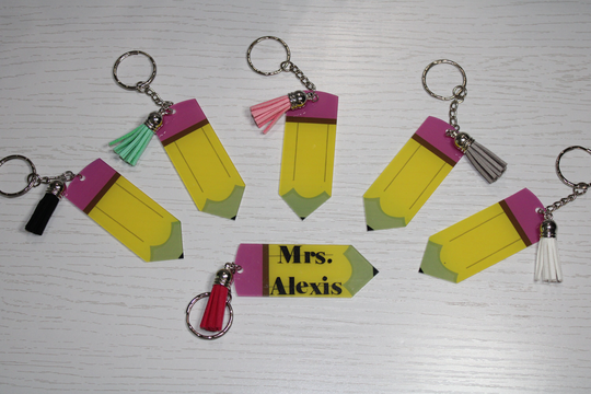 Pencil Acrylic Keychain With Tassel, Craft Supply, Blank Keychain, To Personalize Teacher Teacher Appreciation Gift