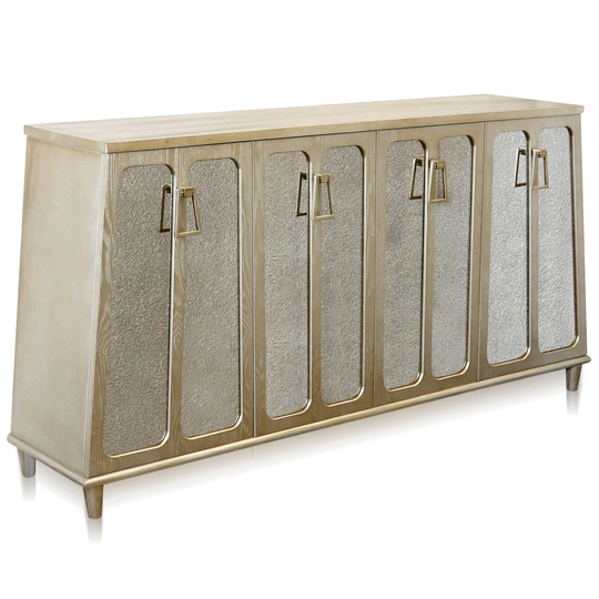 Harp & Finial - Barnes 4-Door Sideboard - Charcoal & Champagne Finish On Hardwood With Antique Mirror