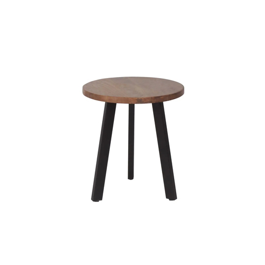 Kidde Mango Wood Side Table With 3 Iron Legs