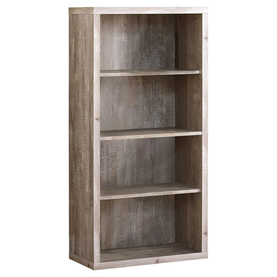 48" Taupe Brown Beige Contemporary 3 Adjustable Shelves Bookcase