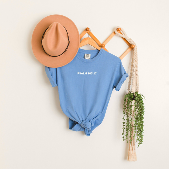 Psalm 10317 Comfort Colors Tee, From Everlasting To T-Shirt, Christian Washed Denim Colors, Cute Oversized Tee