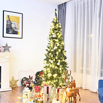 7.5' Green Pine Artificial Christmas Tree with 350 Clear & White Lights