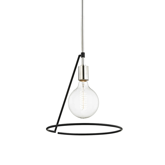 Mitzi by Hudson Valley Dana 1-light Polished Nickel Angled Pendant with Black Accents