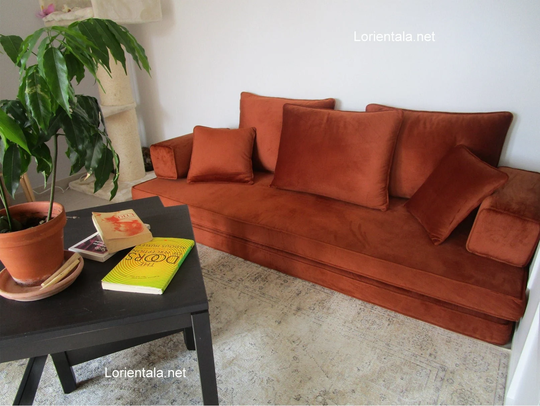 Velvet Amber 8'' Floor Seating Sofa Turkish Arabic Living Room, Oriental Moroccan Home Decor Couch, Cushion Pillow, Yoga Meditation Floor Bed