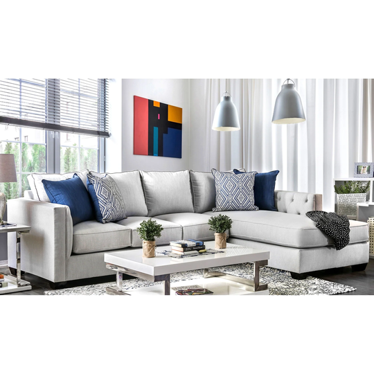 Furniture of America Lave Grey Button-tufted Sectional Sofa