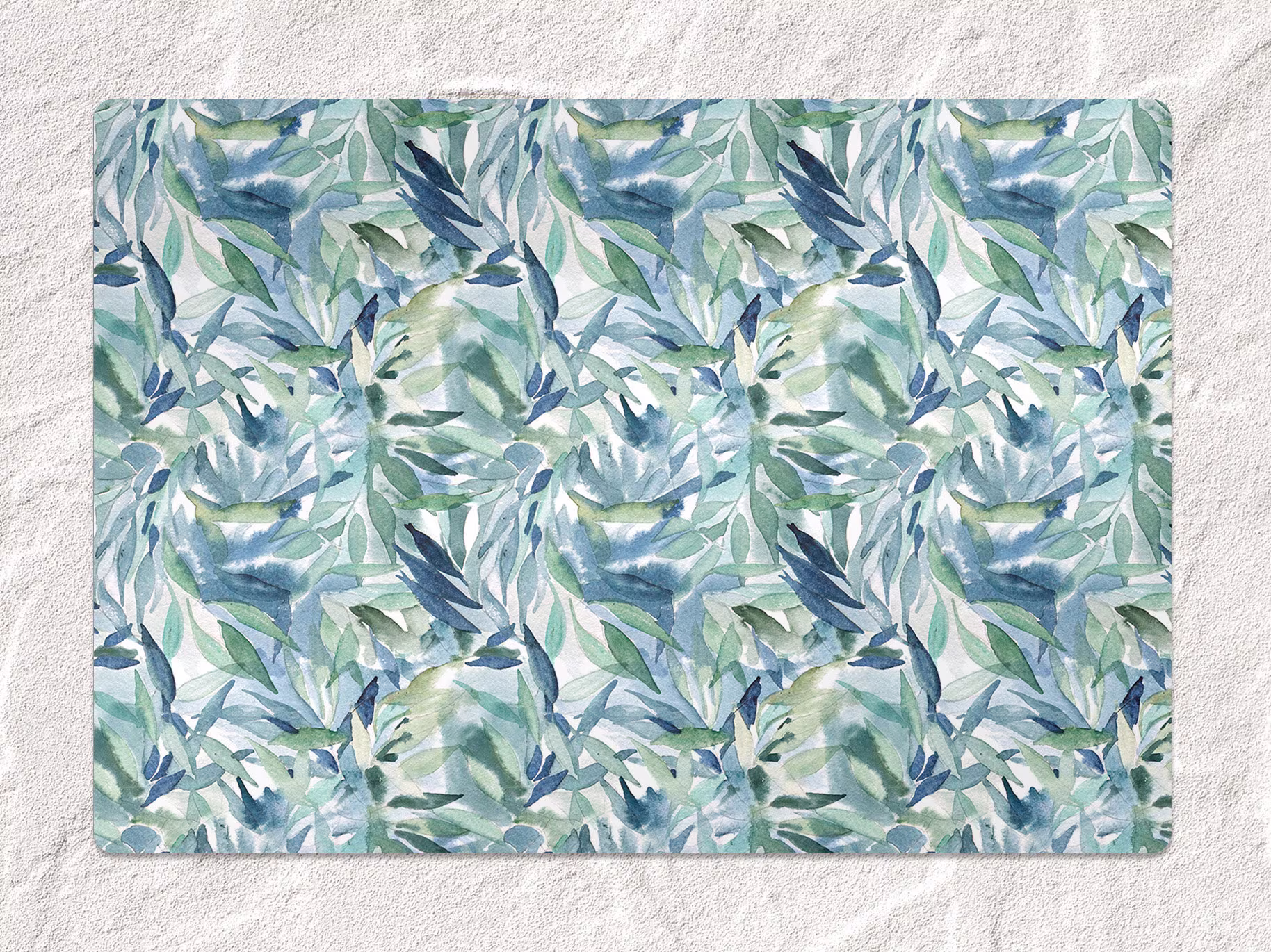 Blue Floral Chair Mat, Green Protective Splat Leaves Vinyl Floor Pad, Area Rug, Kids Room Decor, Splash Mat