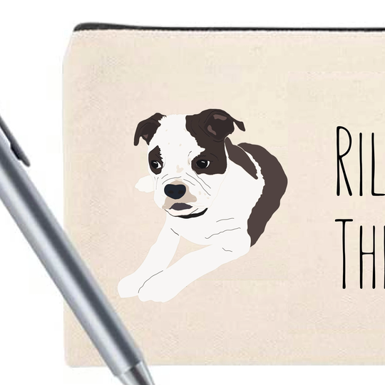 Bulldog Puppy Cosmetic Bag | Travel Pencil Pouch Mask