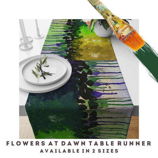 Table Runner Flower Print Dining Room Abstract Art Kitchen Decor Top Spring Summer Cotton Colorful Boho Chic Unique Bold Modern