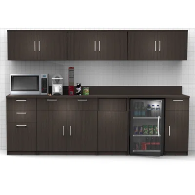 Buffet Sideboard Kitchen Break Room Lunch Coffee Kitchenette Cabinets 7 Pc Espresso - Factory Assembled (furniture Items Purchase Only)