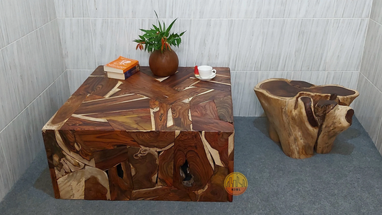 Sliced Square Coffee Table - Rosewood Sofa
