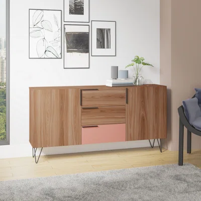 Amdanda Thompson 62.99 Sideboard With 4 Shelves In Brown And Black
