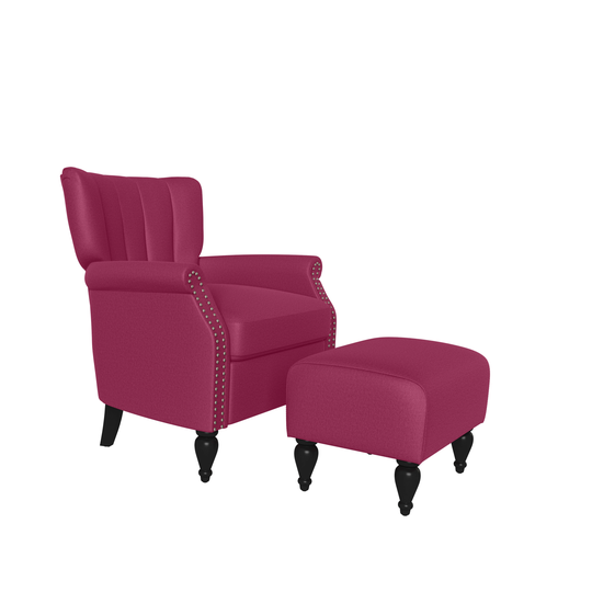 Copper Grove Noveen Channel Tufted Rolled Arm Chair and Ottoman