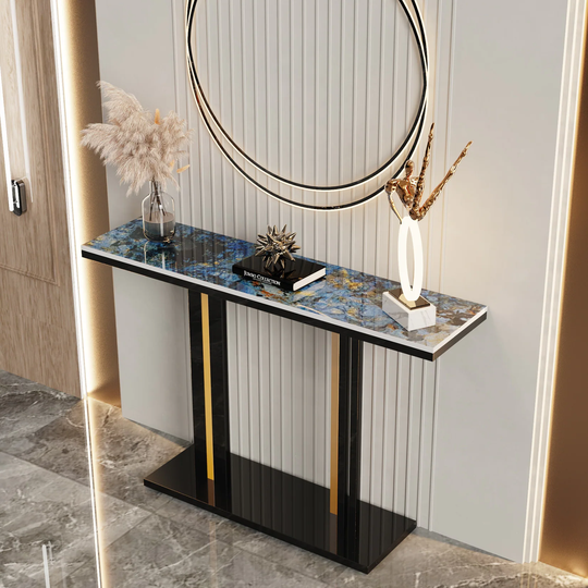 Glam Style Stone Top Accent Table for Hall Console Table Porch Table - 46.4x11.8x30.7 inch