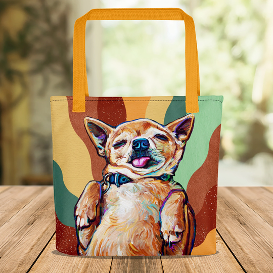 Retro Chihuahua Tote Bag, Aesthetic Tote, Funny Dog Market Funny, Gift For Women, Reusable Art Bag