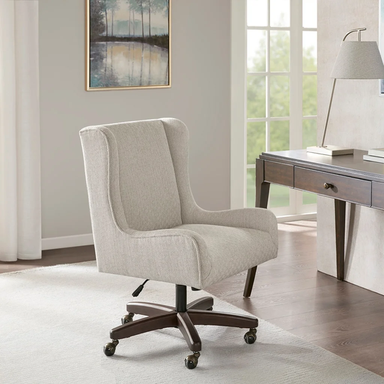 Gable Swivel Office Chair with Adjustable Height in Cream