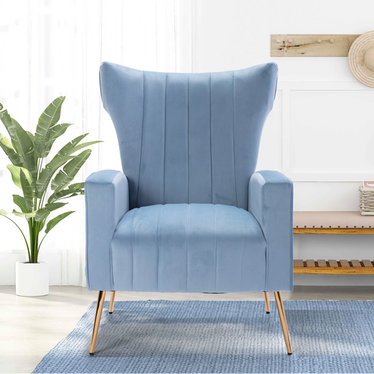 Accent Wingback Chair Side Chairs With Golden Finished Leg