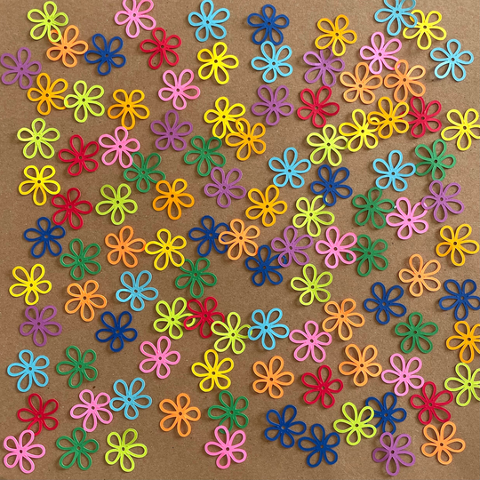 100 - 1" Flower Die Cuts Petals Colorful Assortment Assorted Colors Paper Crafts Cards Scrapbooks Party Decor Set 79